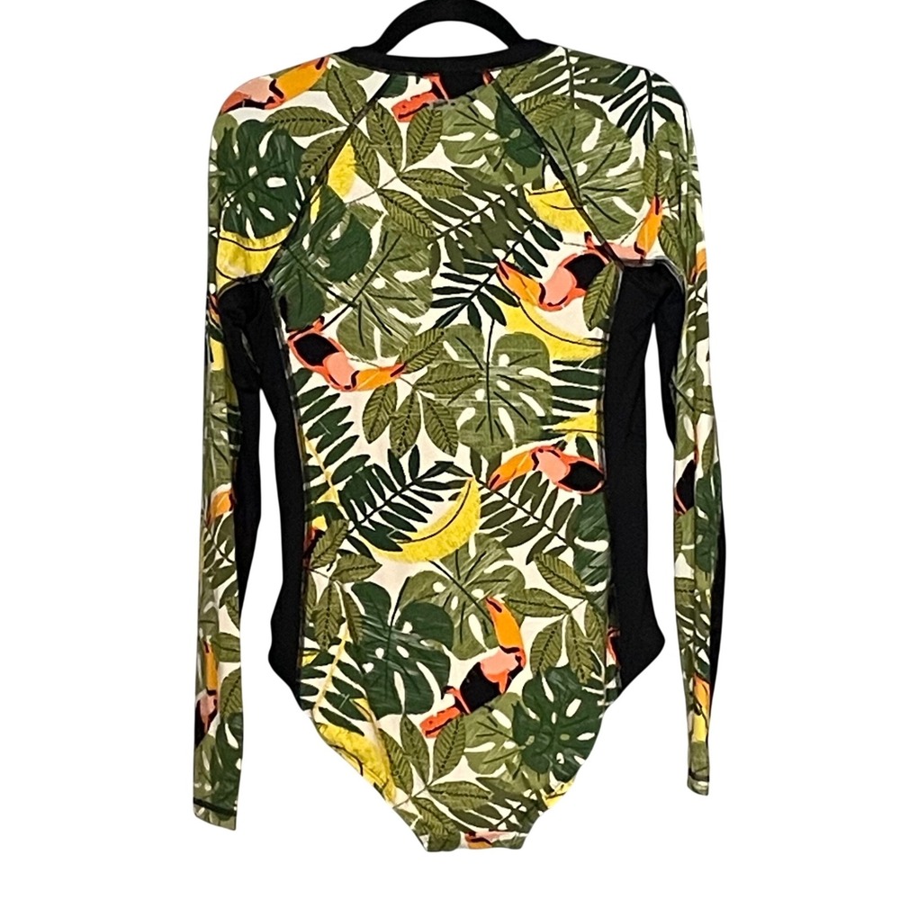 Duluth Trading Co Suit Up Swim Long Sleeve One Piece Tropical Toucan 12 NEW - Picture 2 of 6